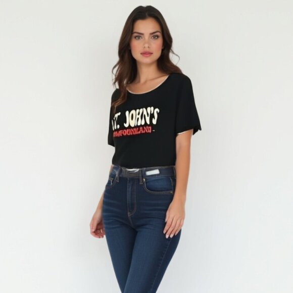 ❤️ NWT St. John's NEWFOUNDLAND Black Graphic Tee XL - Picture 1 of 9